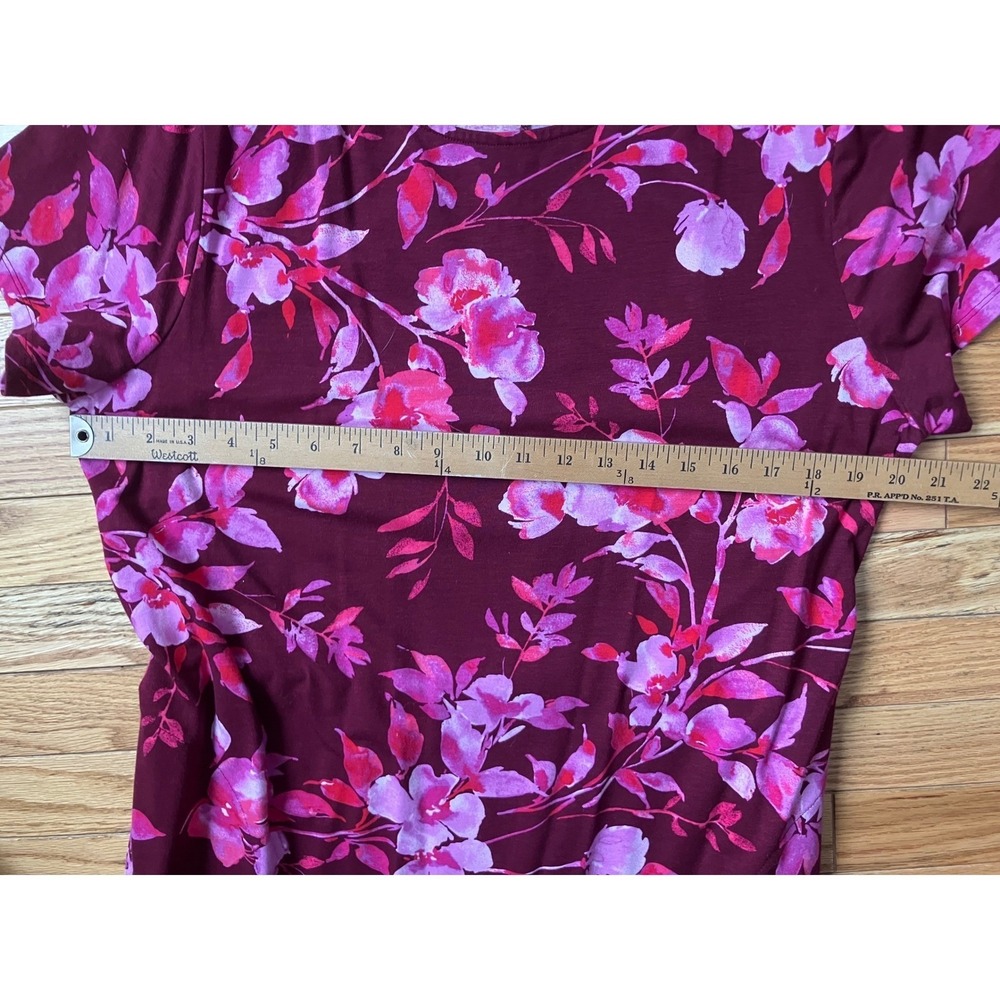 J. Jill Cranberry-Red Multi Watercolor Floral Stretch Dress XL Beachy Vacation - Picture 10 of 12